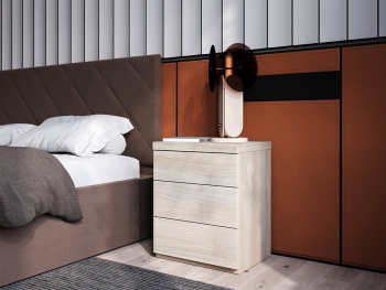 Тумба Диора 45х36х56 с тремя ящиками (Белый шпон дуба, Белый шпон дуба ЛДСП)