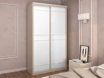 Шкаф-купе 2-х дверный 134х60х236 (Белый шпон дуба, Белый глянец МДФ) Шкаф-купе 2-х дверный 134х60х236 (Белый шпон дуба, Белый глянец МДФ)