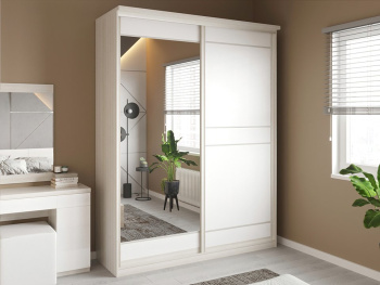 Шкаф-купе 2-х дверный 180х60х236 (Белый шпон дуба, Белый глянец ЛДСП)