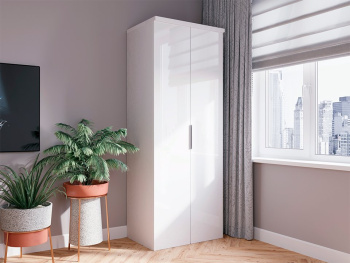 Шкаф Распашной 90х60х236 с комодом (Белый капри, Белый глянец МДФ) Шкаф Распашной 90х60х236 с комодом (Белый капри, Белый глянец МДФ)