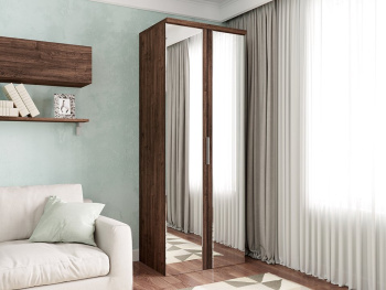 Шкаф Распашной 90х60х236 с полками и штангой (Дуб шоколад, Дуб шоколад ЛДСП)