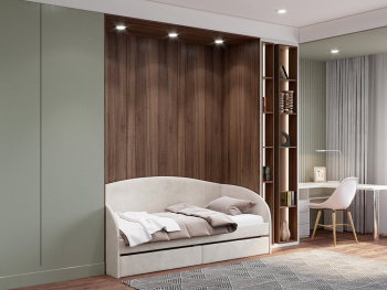 Кровать Монако с выдвижными ящиками кремовая 90х200