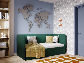 Кровать Рио с подъёмным механизмом изумрудная 90х200