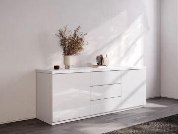 Комод Мадрид 180х44х67 (Белый капри, Белый глянец МДФ)