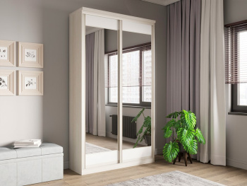 Шкаф-купе 2-х дверный 134х42х236 (Белый шпон дуба, Белый глянец МДФ)