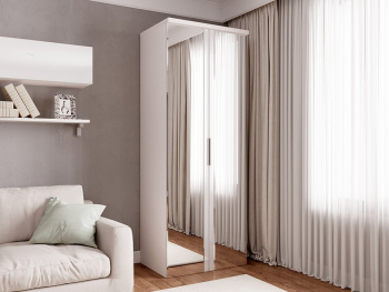 Шкаф Распашной 90х60х236 с комодом (Белый капри, Белый глянец МДФ)