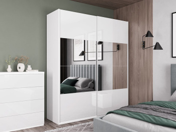 Шкаф Top Line 200х66х236 (Белый капри, Белый глянец МДФ)