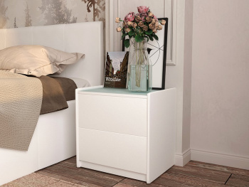 Тумба Мягкая 54х40х52 с двумя ящиками Белая