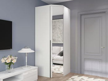 Шкаф Угловой 93х93х236 с ручками лофт (Белый капри, Белый глянец МДФ)