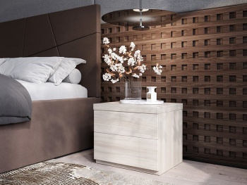 Тумба Диора 45х36х38 с двумя ящиками (Белый шпон дуба, Белый шпон дуба ЛДСП)