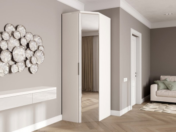 Шкаф Угловой 93х76х236 переходной (Белый капри, Белый глянец МДФ)