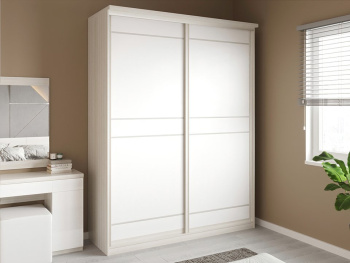 Шкаф-купе 2-х дверный 180х60х236 (Белый шпон дуба, Белый глянец МДФ)