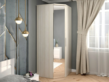 Шкаф Угловой 93х93х236 (Белый шпон дуба, Белый шпон дуба ЛДСП)