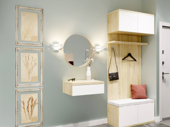 Комплект прихожей с подвесным столиком белый Комплект прихожей с подвесным столиком белый