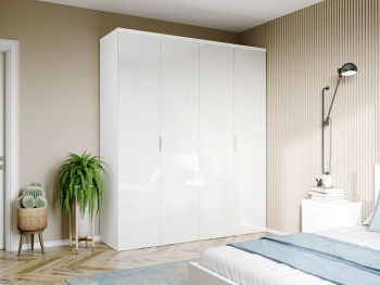 Шкаф Wing Line 200х60х236 (Белый капри, Белый глянец МДФ)