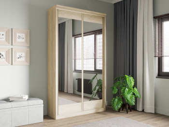 Шкаф-купе 2-х дверный 134х42х236 (Дуб сонома, Дуб сонома ЛДСП)