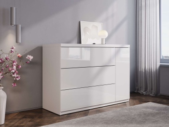 Комод Лиссабон 90х45х83 (Белый капри, Белый глянец МДФ)