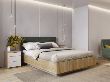 Кровать Лима с мягкими вставками, Сонома 140х200х110